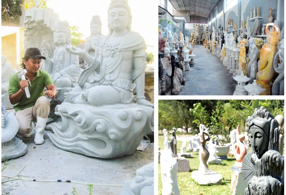 Skilled artisan carving stone at Non Nuoc Village