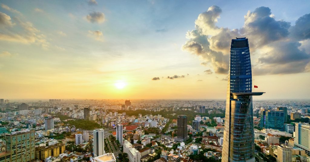 Bitexco Tower rising above Saigon skyline