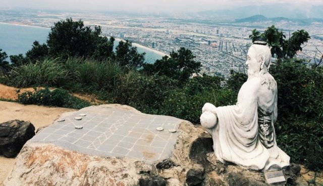 Panoramic view from Ban Co Peak over Da Nang and the sea