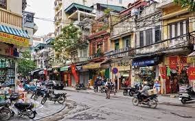 Ancient street view in Hanoi Old Quarter
