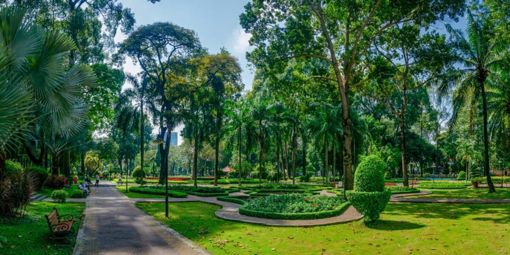 Saigon parks with trees and walking paths