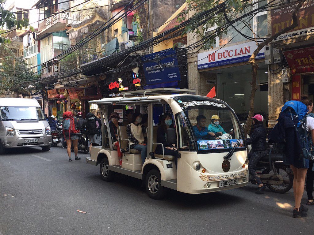 Electric car city tour in Hanoi Old Quarter