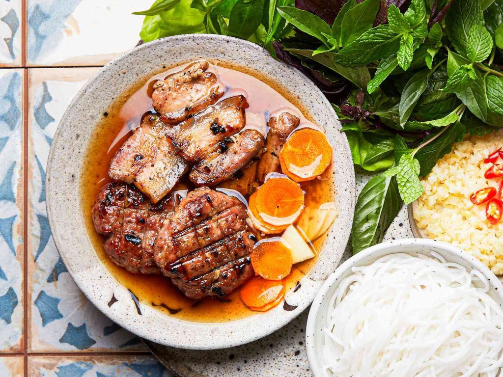 Bun cha stall open late in Hanoi Old Quarter