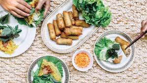 Fresh spring rolls with shrimp, pork, and herbs at Ben Thanh Market