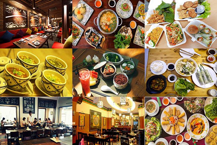 Delicious vegetarian dishes served at a restaurant in Saigon