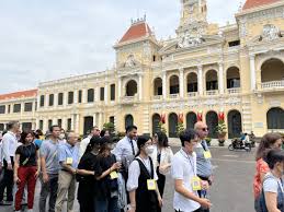 Tourists exploring city landmarks