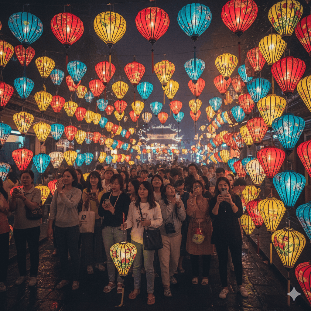 Colorful lanterns during a festival in Ho Chi Minh City