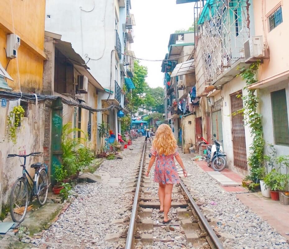 Female traveler exploring Hanoi Old Quarter safely
