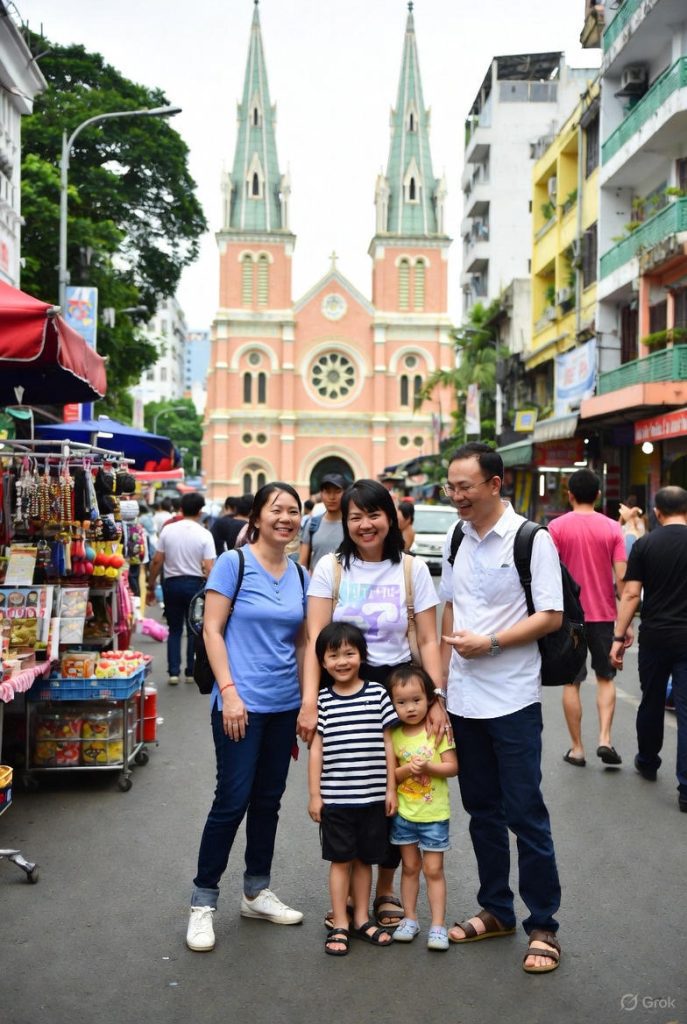 I generated images with the prompt: 'Family fun Ho Chi Minh City attractions for parents and kids'